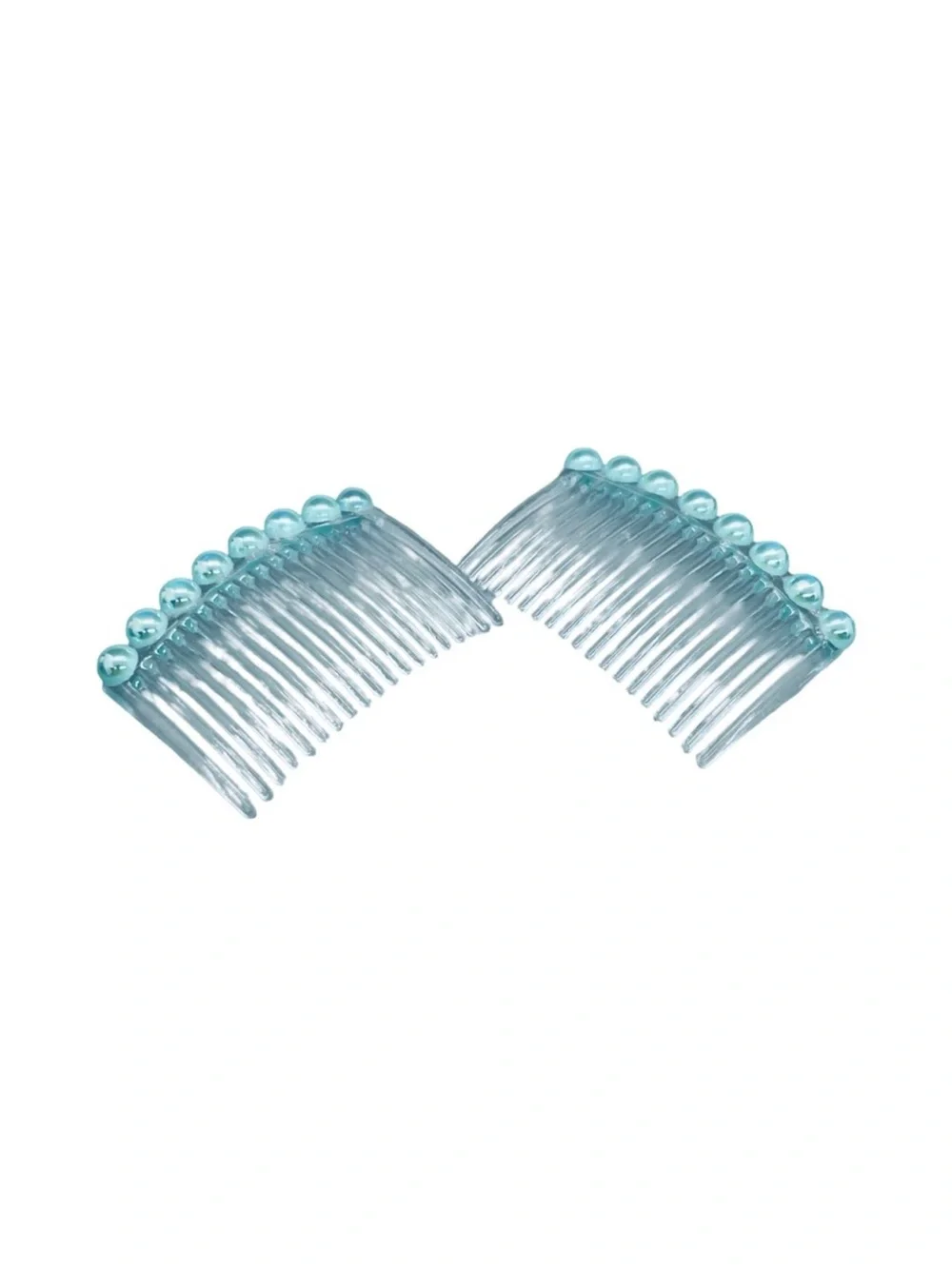 Clear Hair Comb with Aqua Pearl Accents